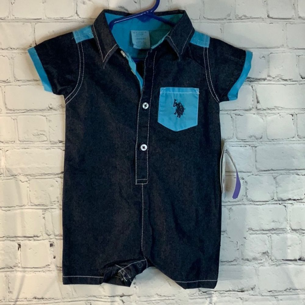 U.S. Polo Assn. Boys One Piece Short outfit, size‎ 3m-6m, Boys Romper